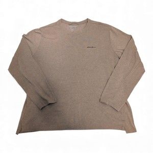 Eddie Bauer Men's Tan Long Sleeve Crewneck Tee XL